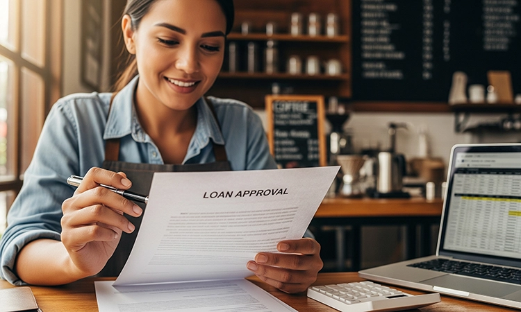 woman holding loan papers