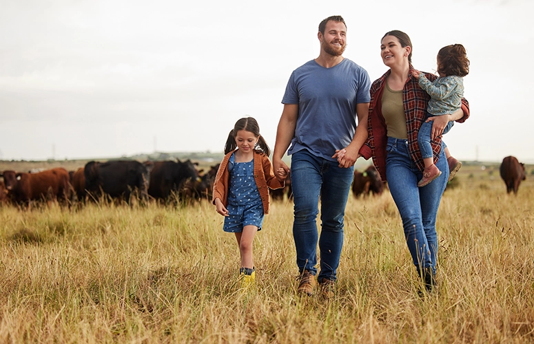 family in field