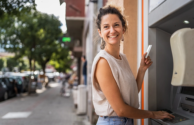 woman at atm